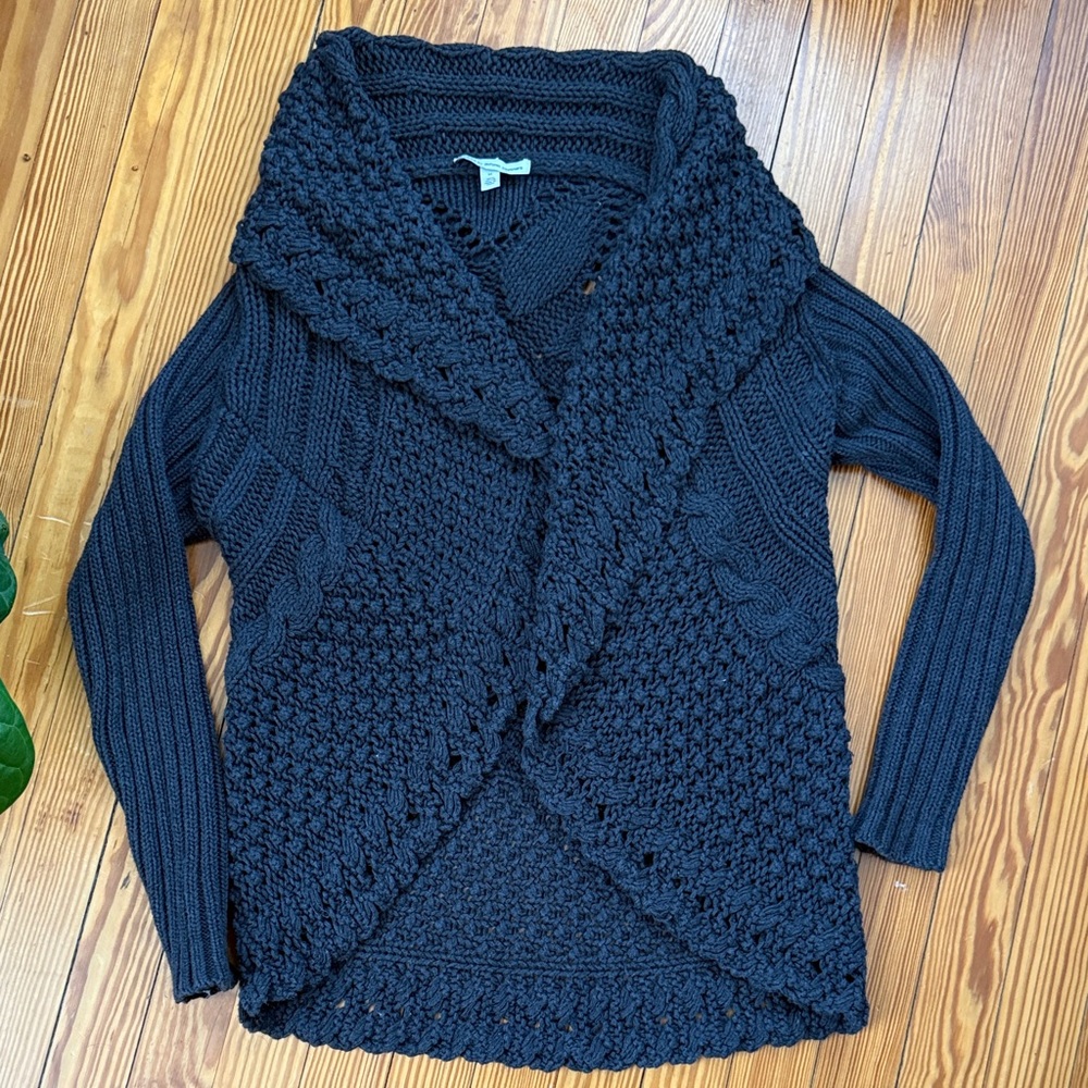Autumn cashmere cotton charcoal gray open cardigan